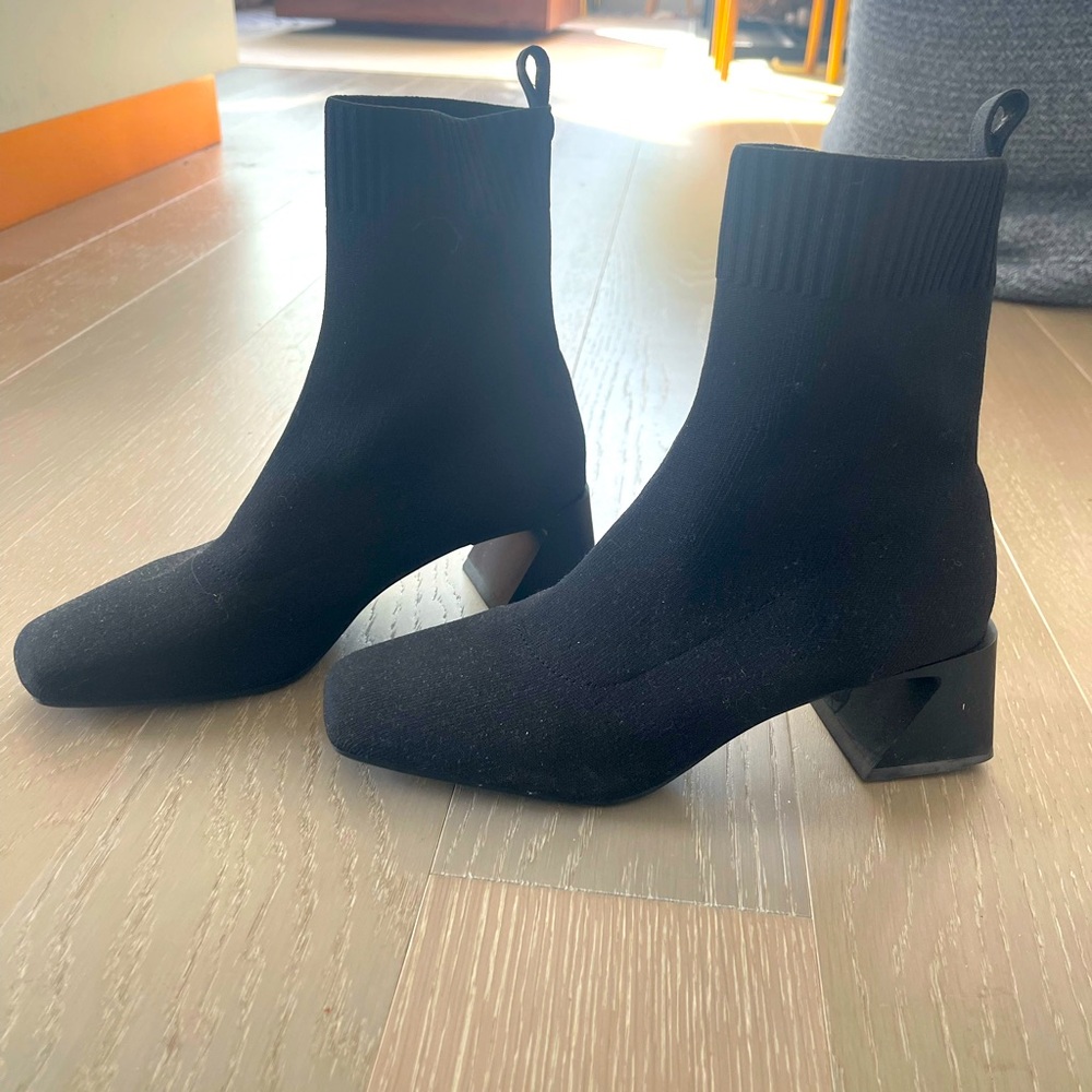 Vivaia Square-Toe Heeled Boots (Regina Pro), Black, size 7 (37.5).